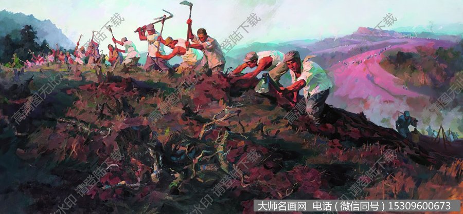 张自薿油画_南泥湾大生产