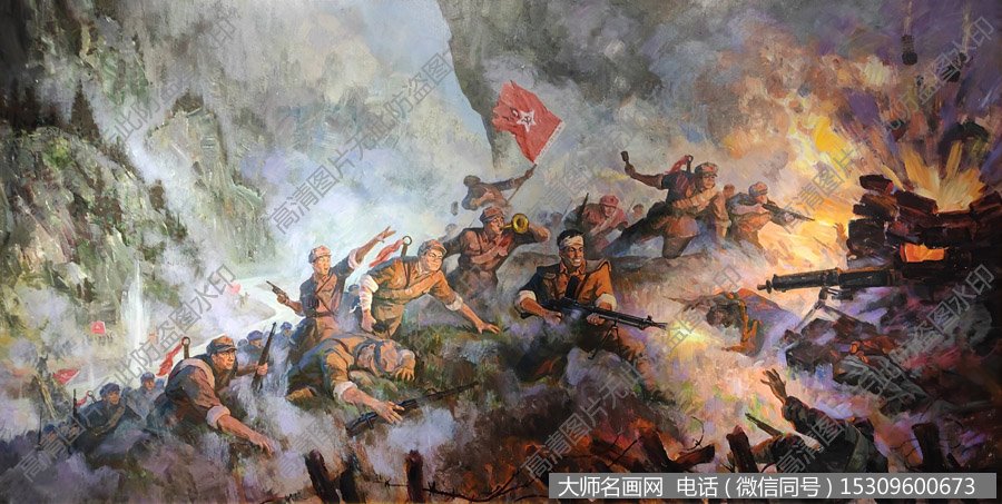 刘剑英油画 红军长征挺进哈达铺 高清大图下载6874x3457