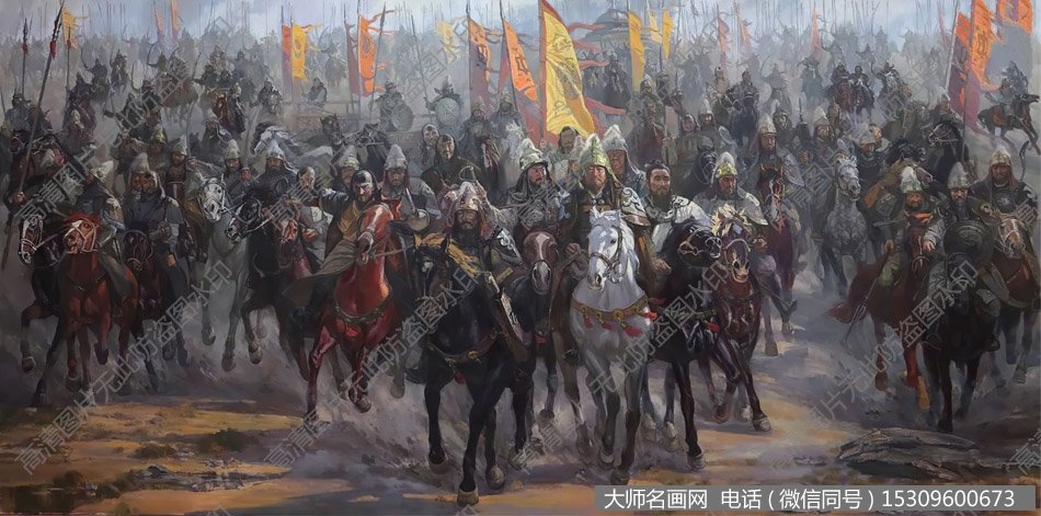 孙立新油画 成吉思汗与蒙古铁骑