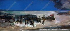 艾中信油画作品 夜渡黄河 高清大图下载