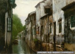 陈逸飞风景油画作品6 周庄 超高清图片下载