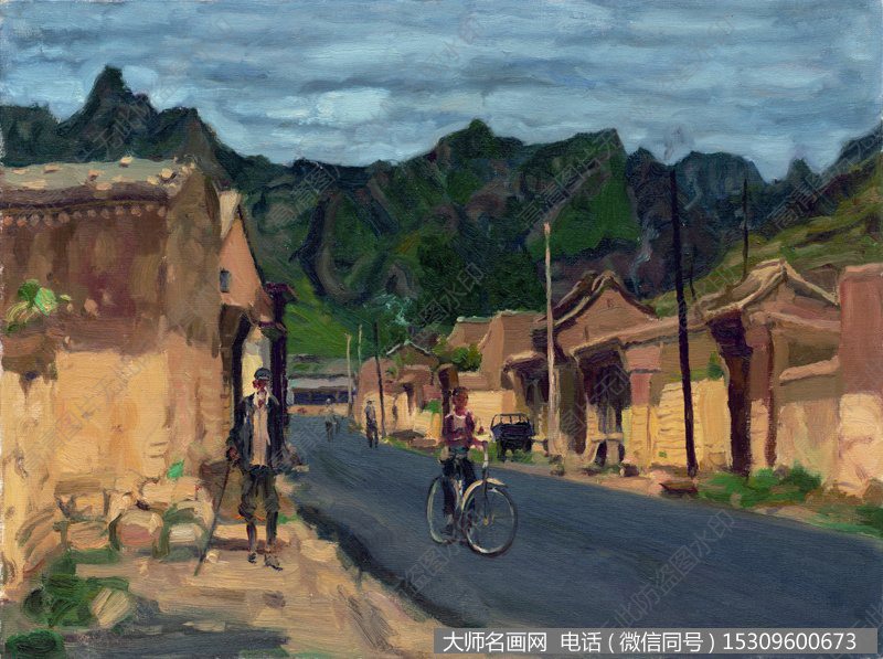 杨飞云风景油画作品4 山脚小村 高清图片下载