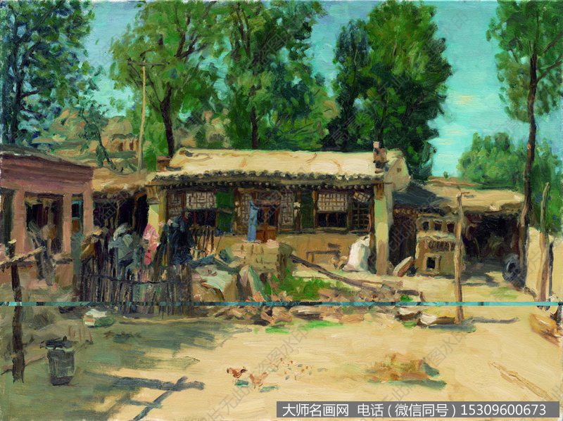 杨飞云风景油画作品5 乡下小院 高清图片下载