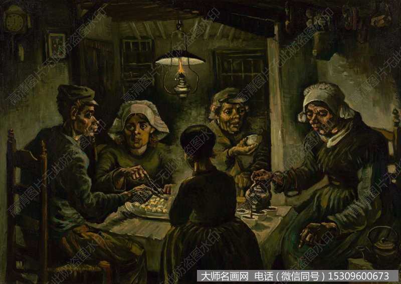 梵高油画作品20 吃土豆的人 高清图片下载