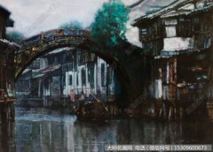 陈逸飞风景油画作品 苏州运河55 超高清图片下载