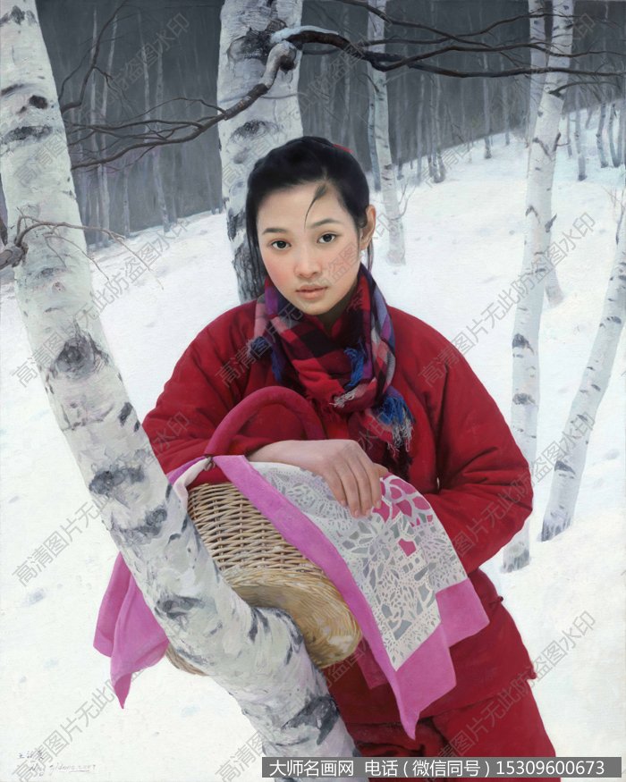 王沂东人物油画作品50 静静的桦树林 高清图片下载