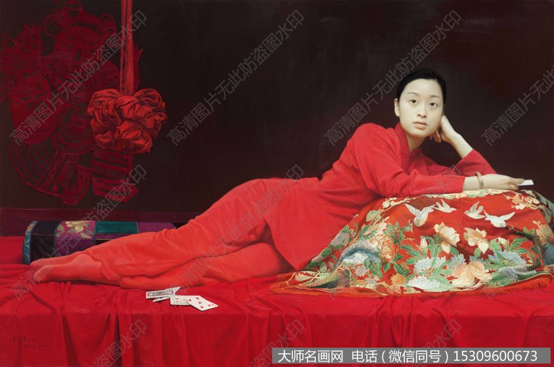 王沂东人物油画作品76 红绣球 高清图片下载