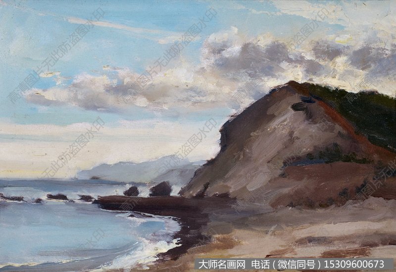 吴作人风景油画作品13 青岛海滨 高清图片下载