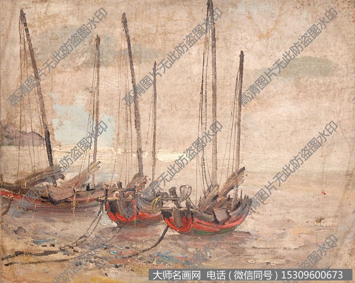 苏天赐名画 待潮 油画作品高清45下载