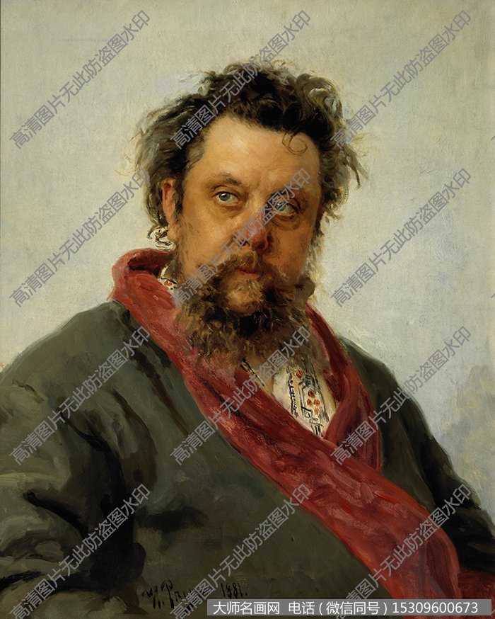 列宾《穆索尔斯基肖像》油画作品高清大图27下载
