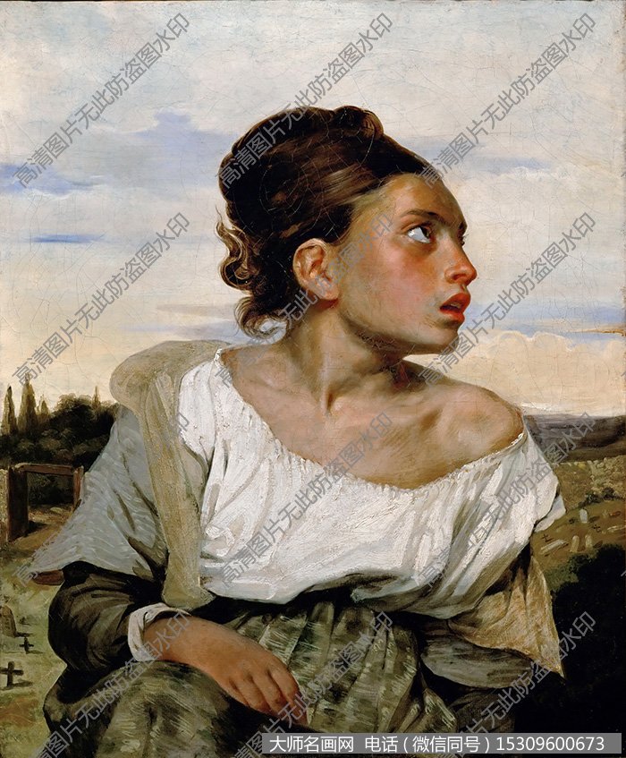 德拉克罗瓦名画《坐在墓园的女人》作品高清69下载
