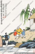 丰子恺名画 《田翁烂醉身如舞 两个儿童策上船》高清作品下载