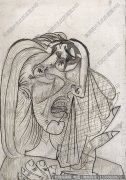 毕加索《哭泣的女人 素描稿》高清名画作品下载
