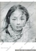 艾轩素描《安曲村少女(局部)》高清名画作品下载