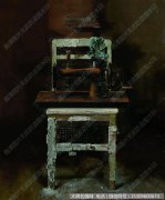 郭润文《静物油画_椅子上的缝纫机》 作品油画大图下载