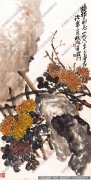 吴昌硕《墙跟菊花》国画作品高清大图下载