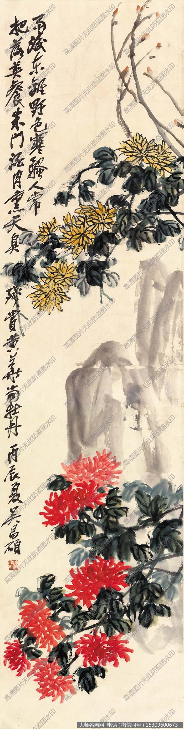 吴昌硕《菊花》国画作品高清下载