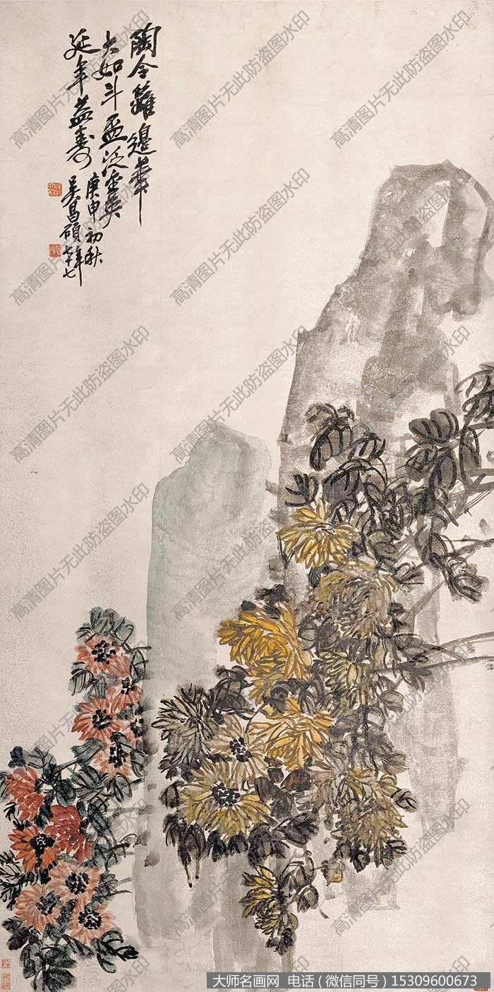 吴昌硕《菊花》国画作品高清下载