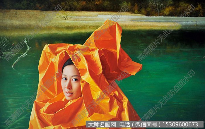 曾传兴《橙纸新娘 九寨天堂》油画作品高清下载