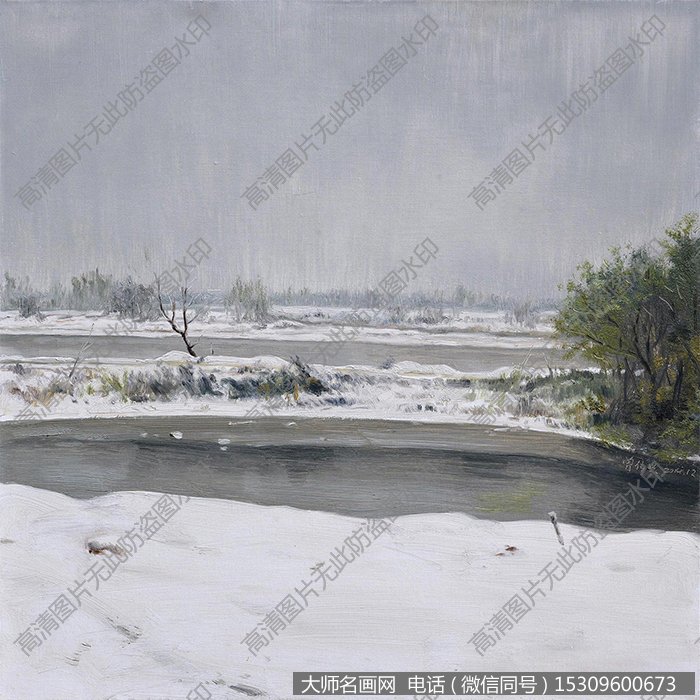 曾传兴《雪景》油画作品高清下载