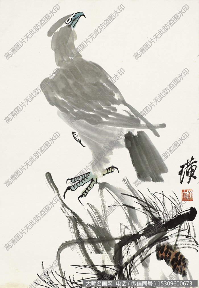 齐白石 动物国画《鹰》高清大图下载