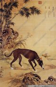 郎世宁作品《十犬图6-墨玉璃》高清大图下载