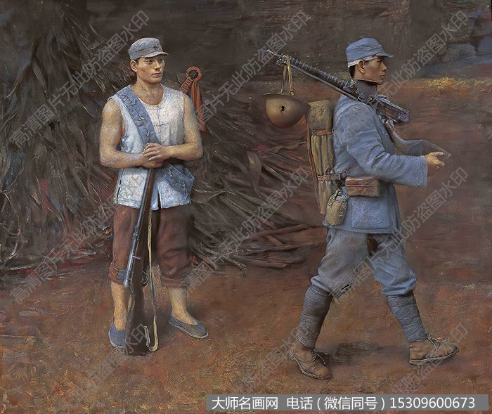 李蕾油画 两个八路军战士 高清下载